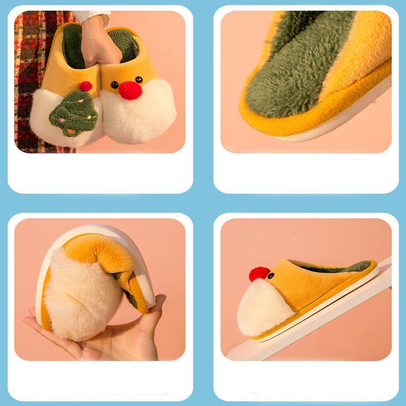 Winter Plush Slippers Christmas Cute Santa Claus And Christmas Tree Slipper Warm Anti-Slip House Shoes For Women